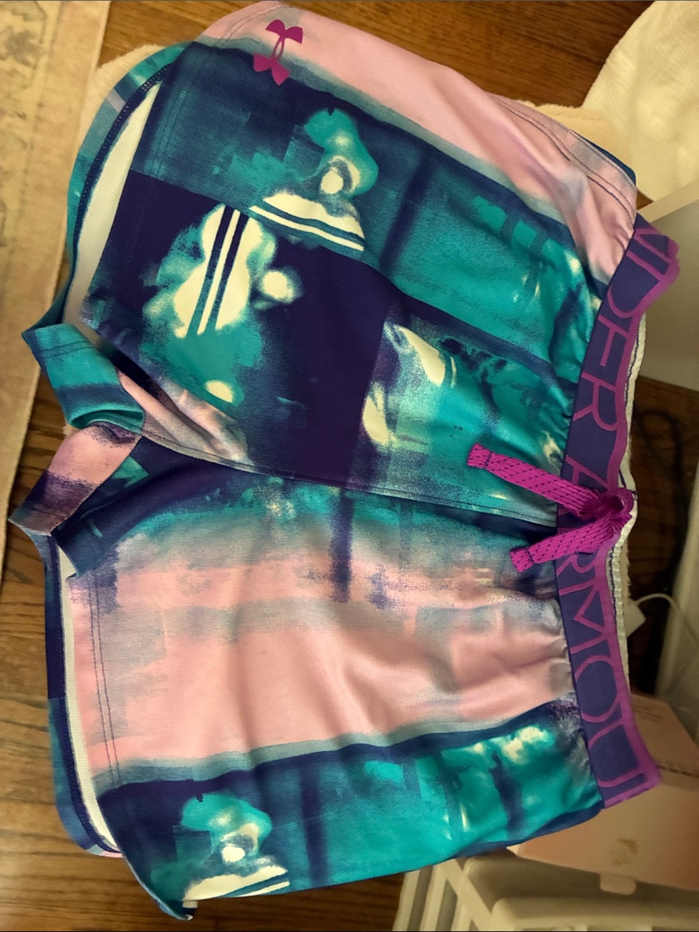 Under Armour Pink & Teal Performance Running Shorts